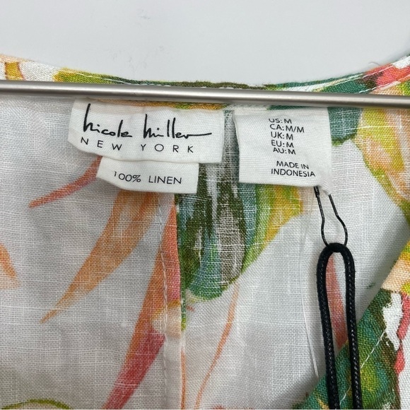 NWT Nicole Miller 100% Linen Tropical Print Shift Dress Size Medium - Picture 3 of 4